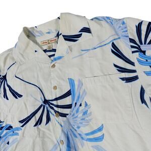 Tommy Bahama Silk Floral Leaf Hawaiian Button Up Camp Shirt Mens Large